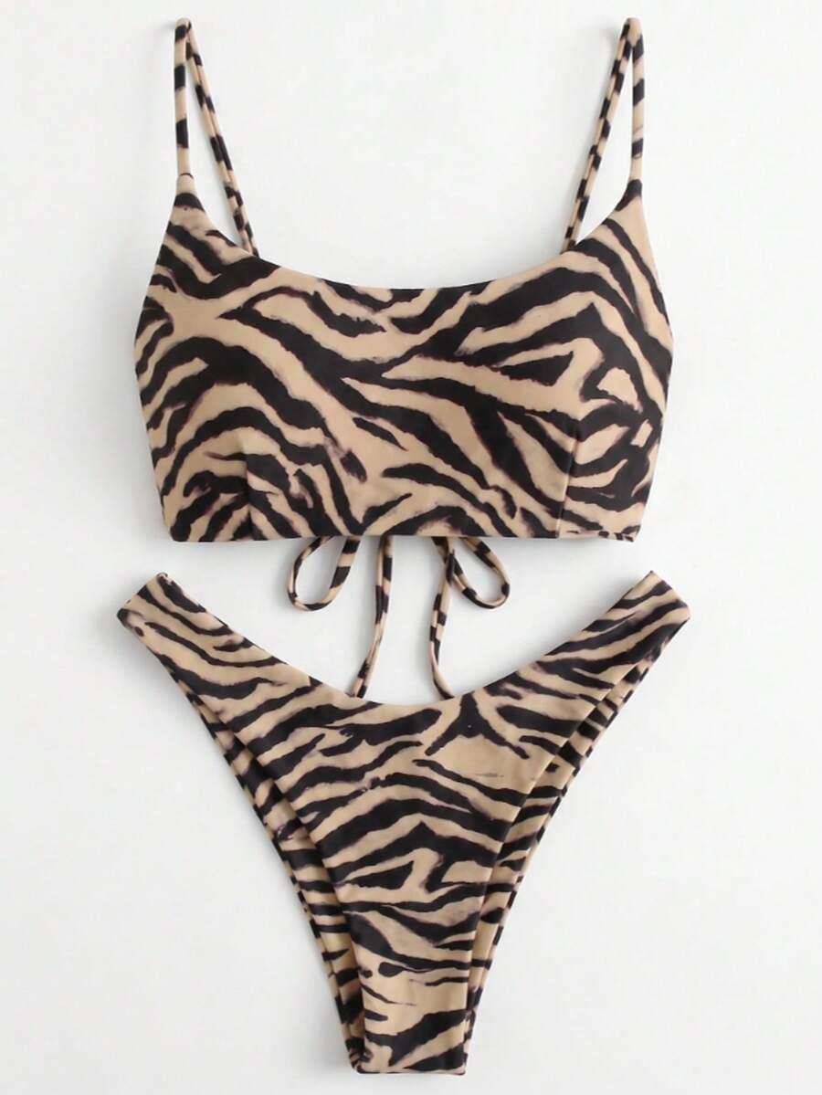 dwuczęściowy strój kąpielowy animal print