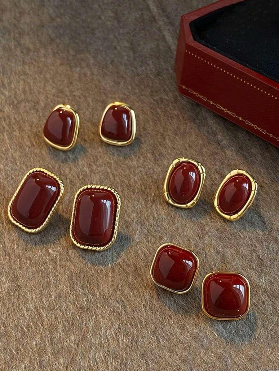 czerwone kolczyki 4-pack