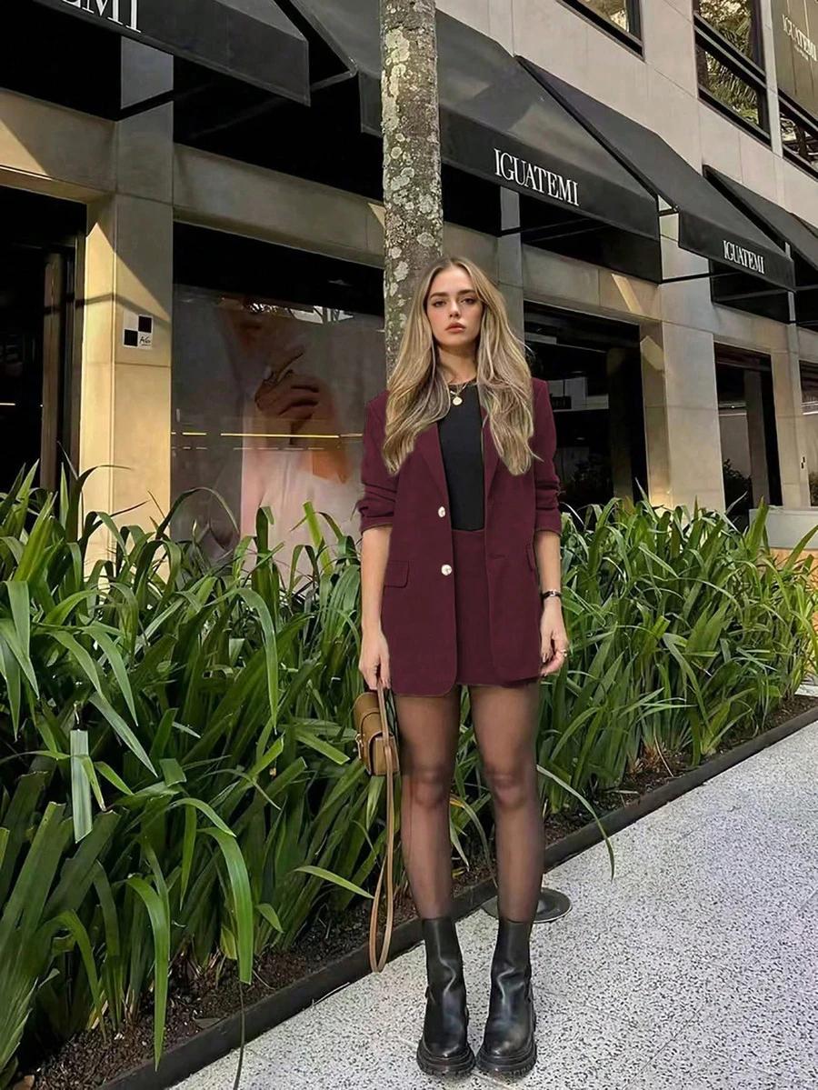 bordowa marynarka casual