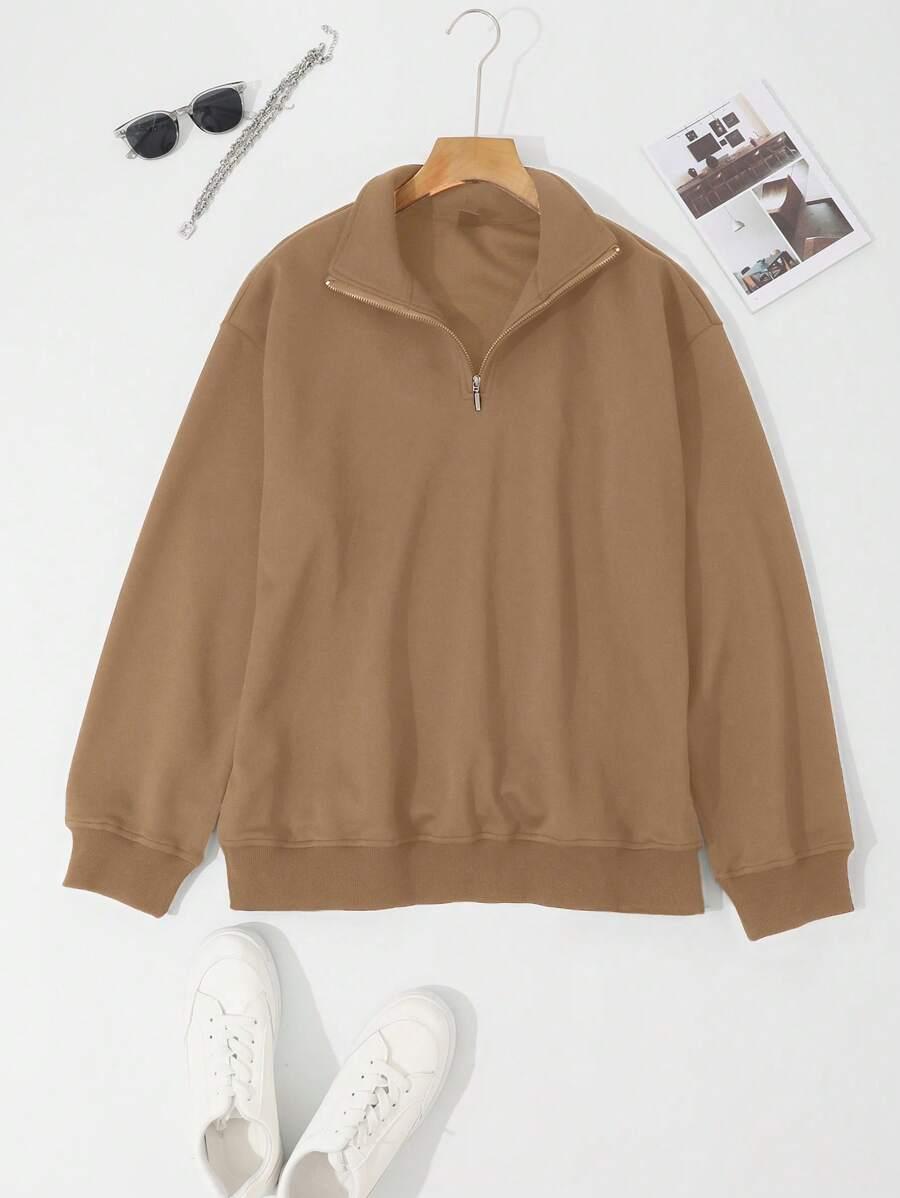 BRĄZOWA BLUZA ZIP