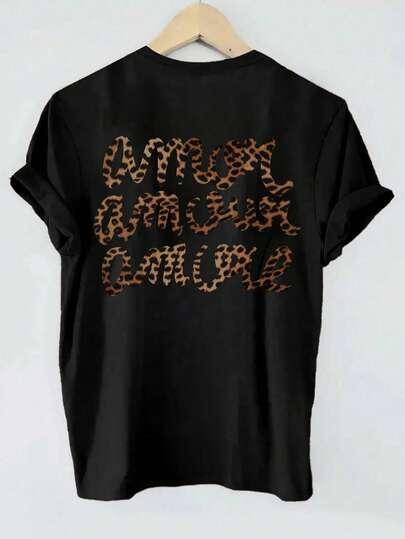 czarny t-shirt napis 