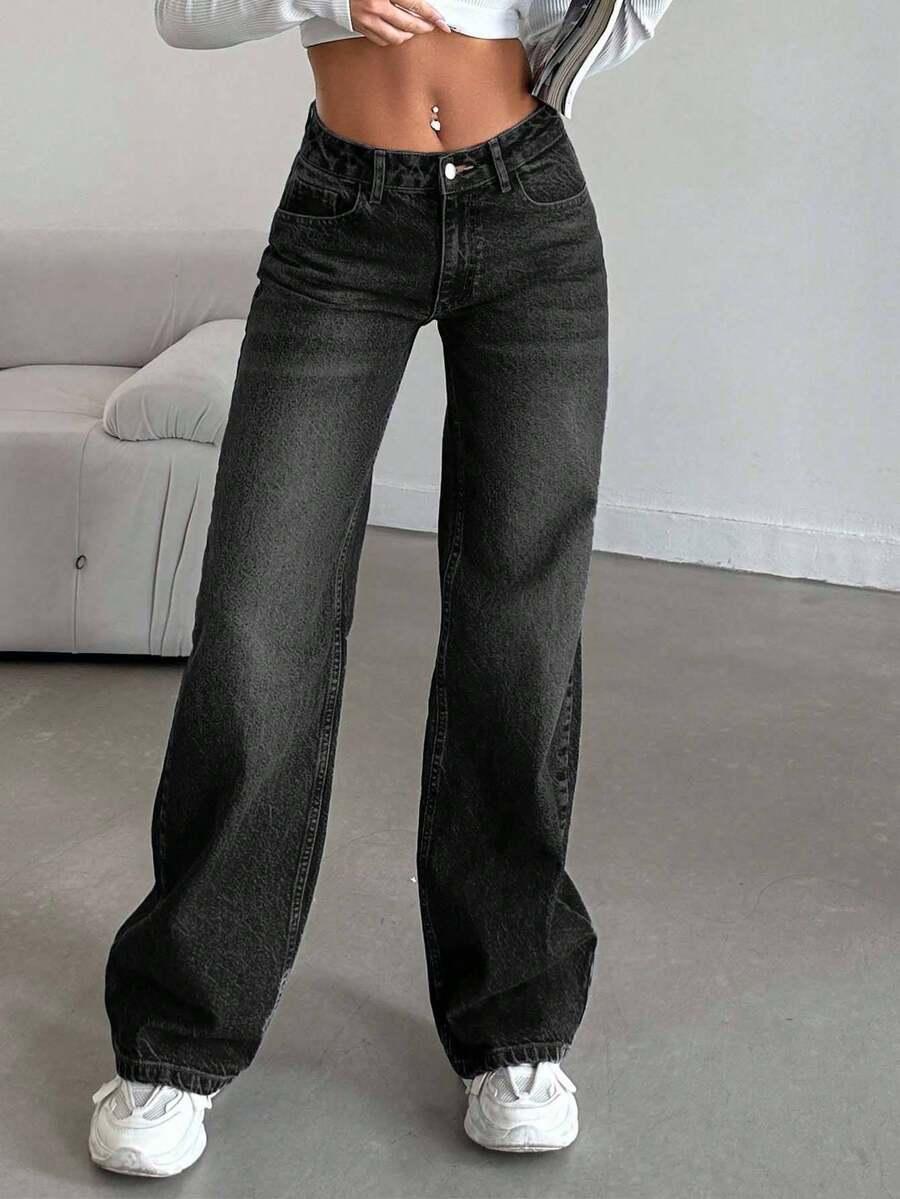 CZARNE SPODNIE JEANS