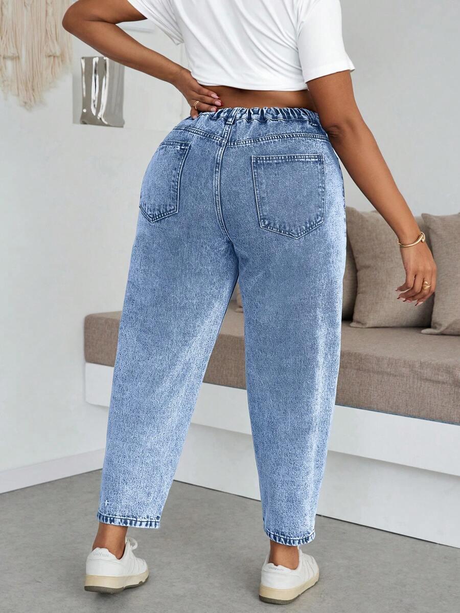 NIEBIESKIE SPODNIE JEANS Z DZIURAMI