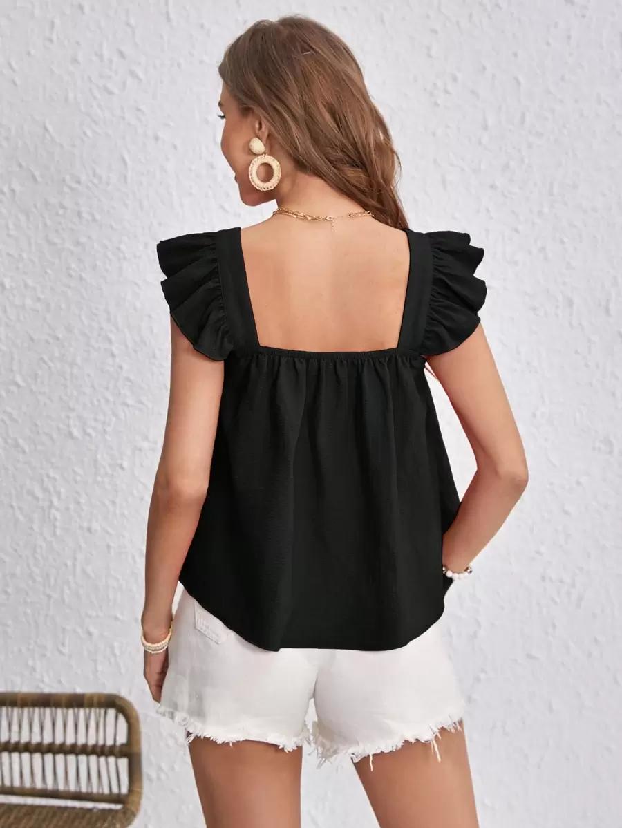 czarny top falbana