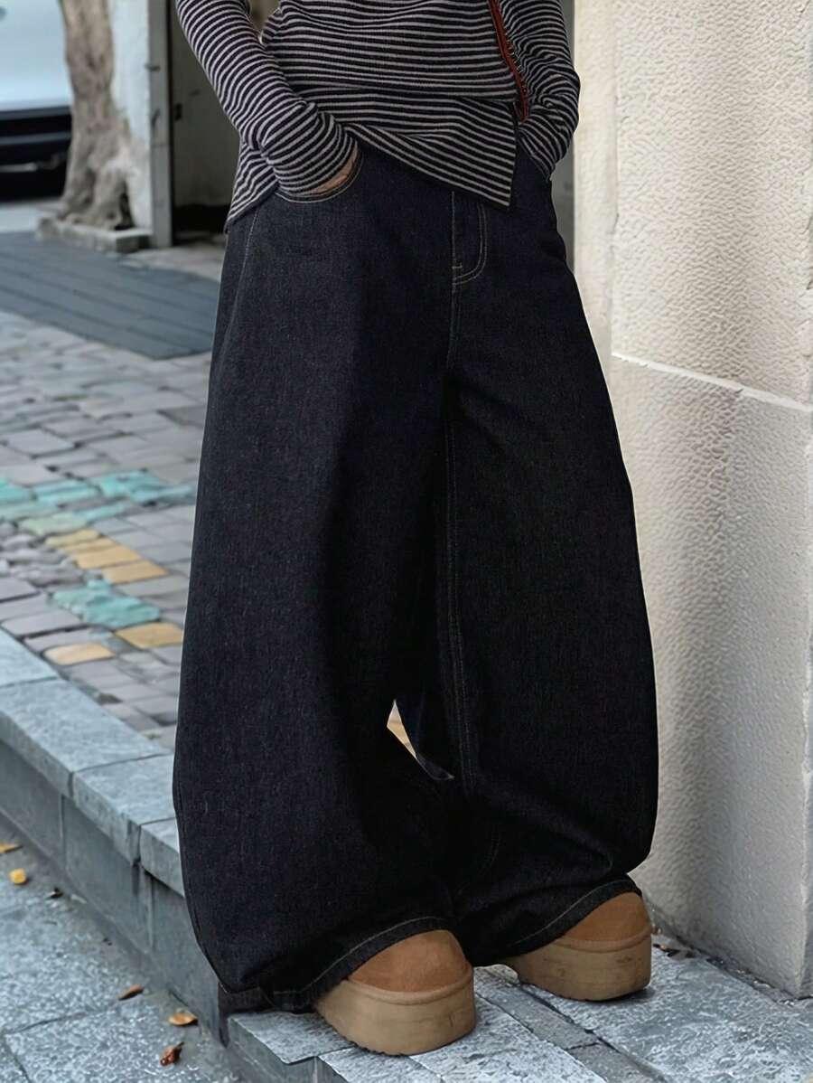 CZARNE SPODNIE JEANS 