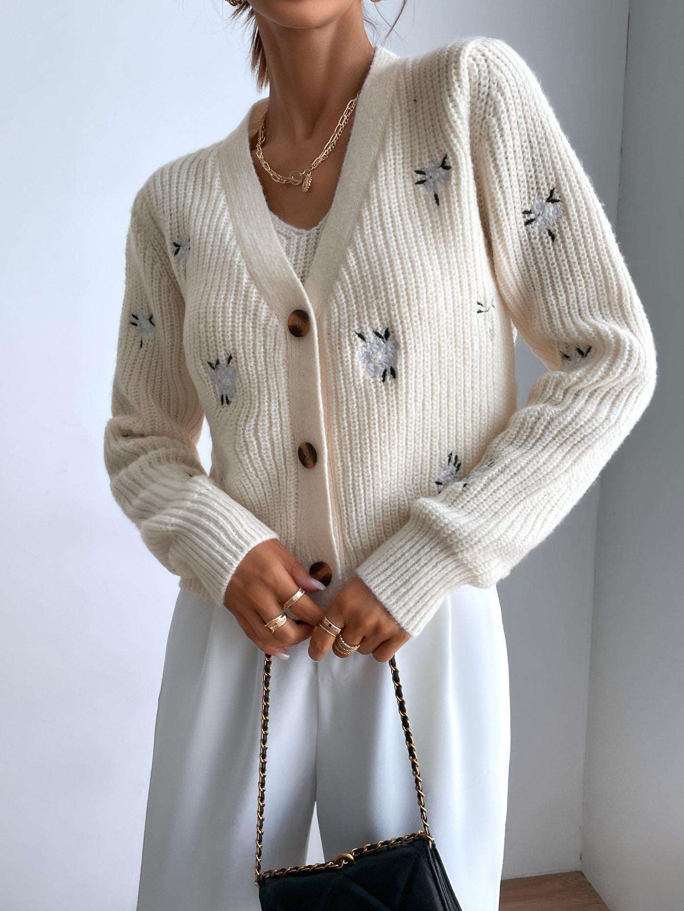 komplet sweter top haft