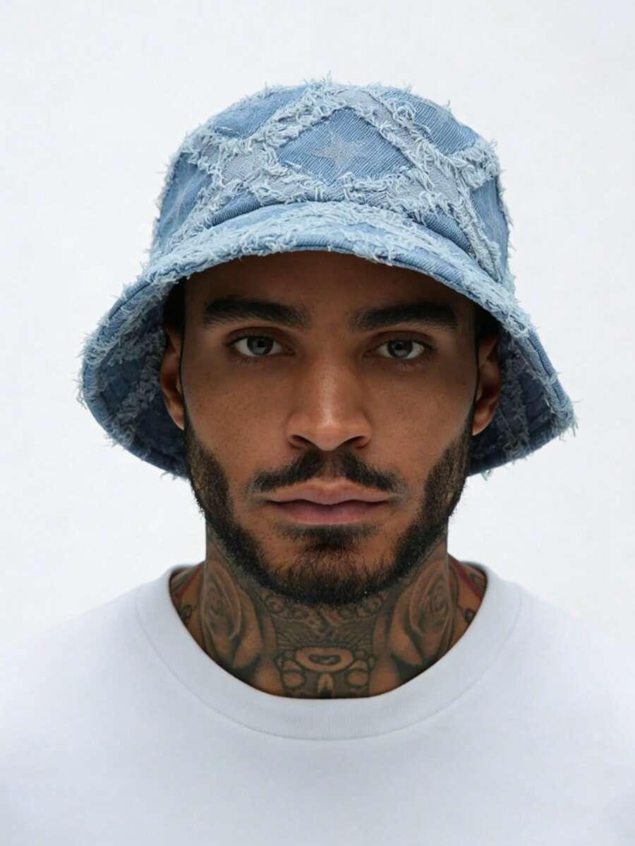 niebieski jeansowy kapelusz bucket