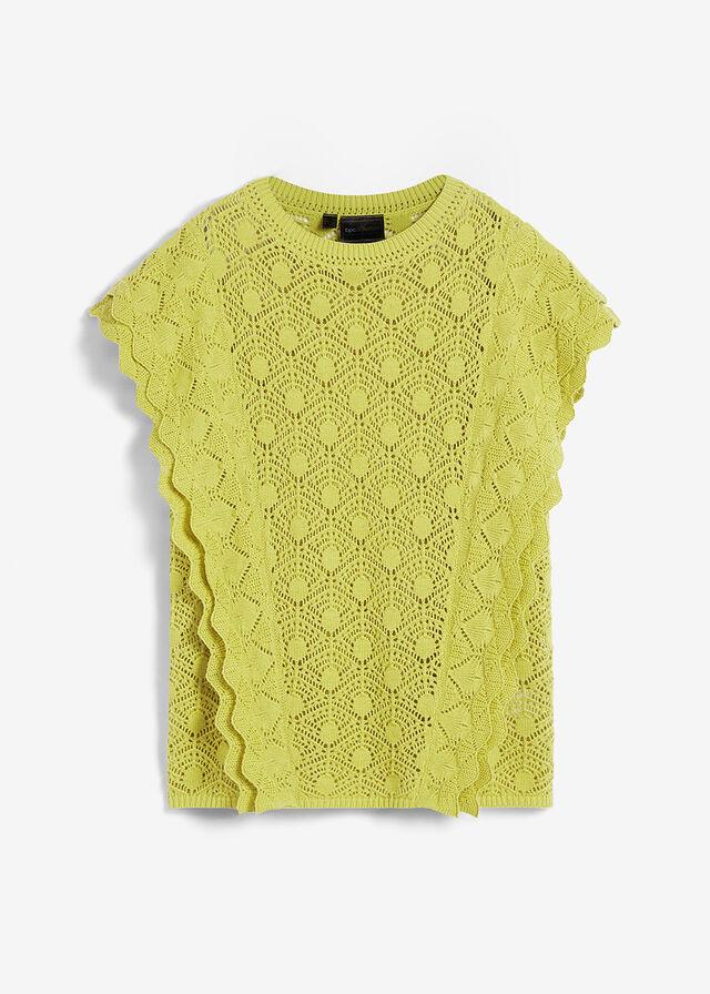 SWETER AŻUROWY Z FALBANAMI