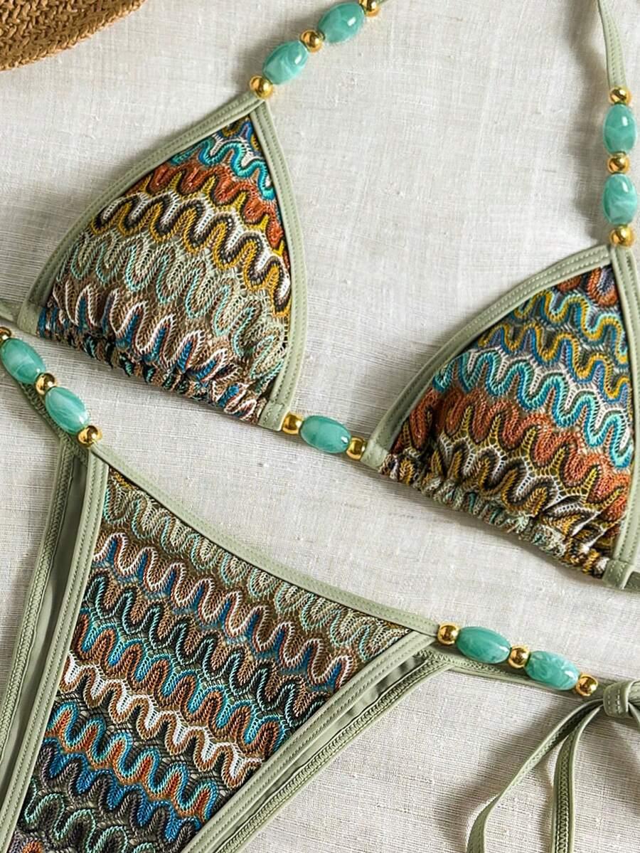 WIĄZANY DWUCZĘŚCIOWY STRÓJ KĄPIELOWY BOHO