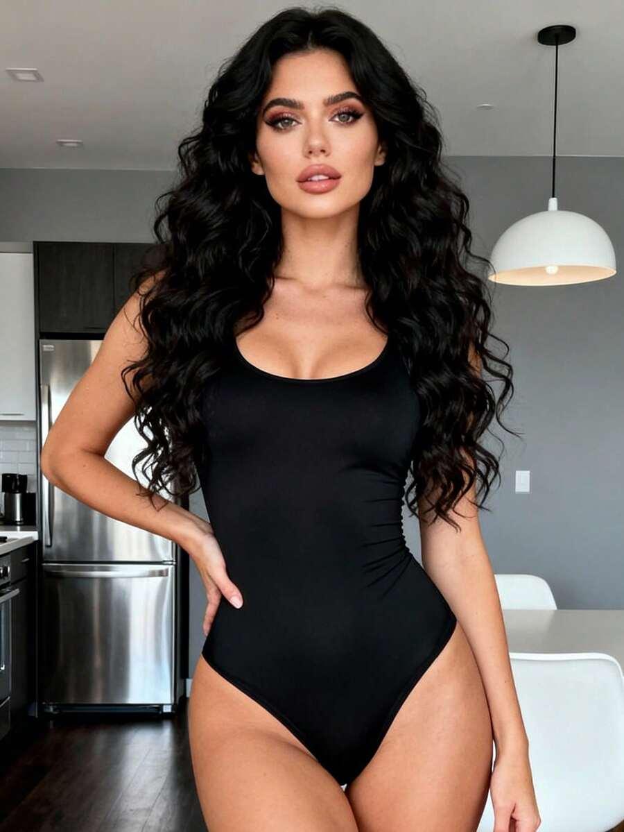 czarne modelujące body na ramiączkach