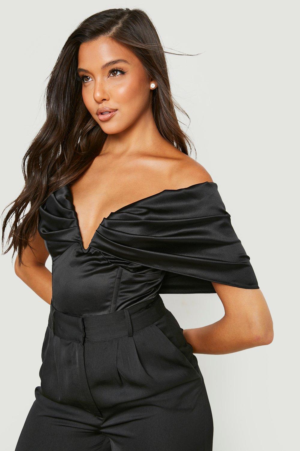 CZARNE SATYNOWE BODY