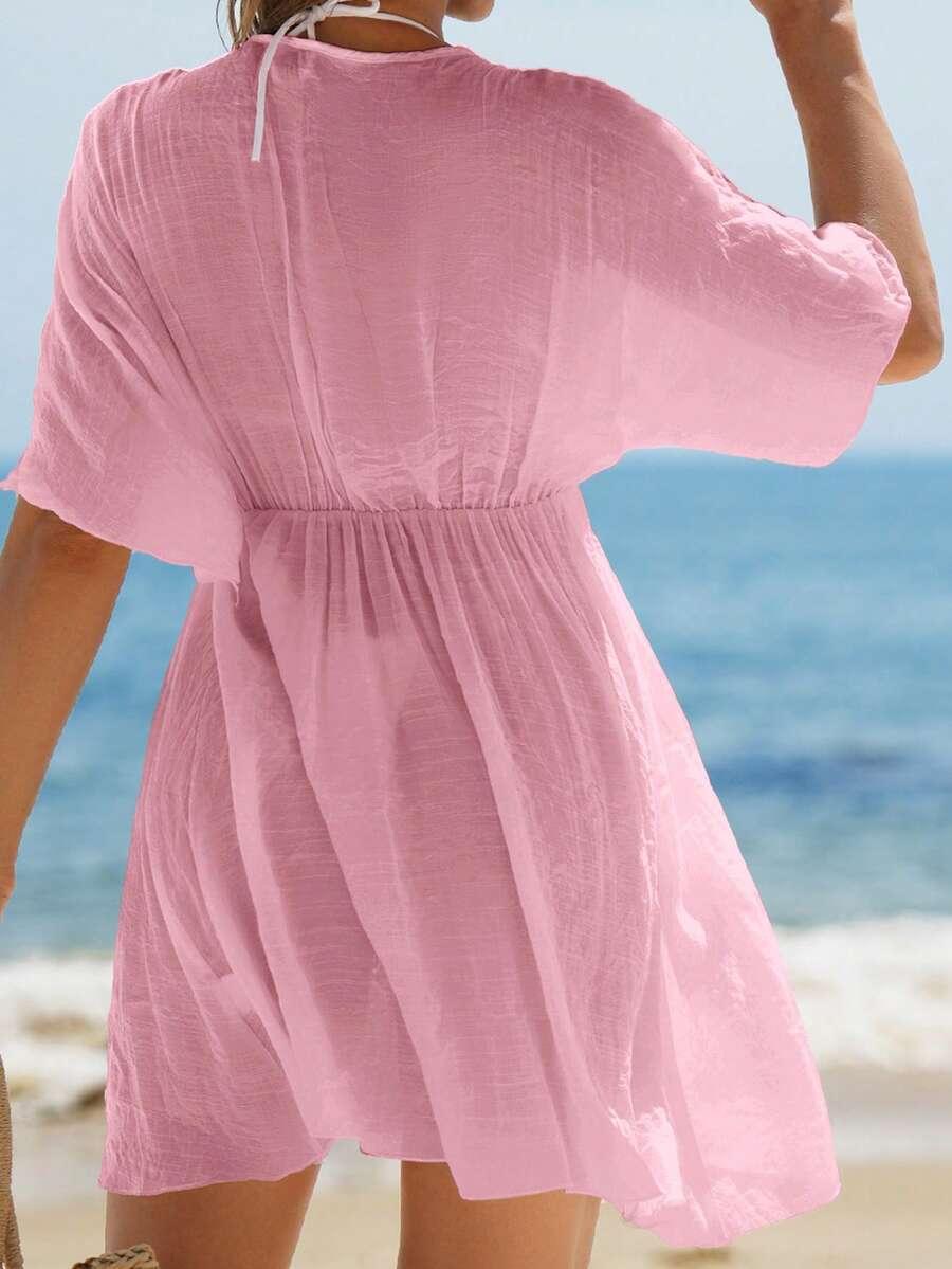 różowa plażowa tunika