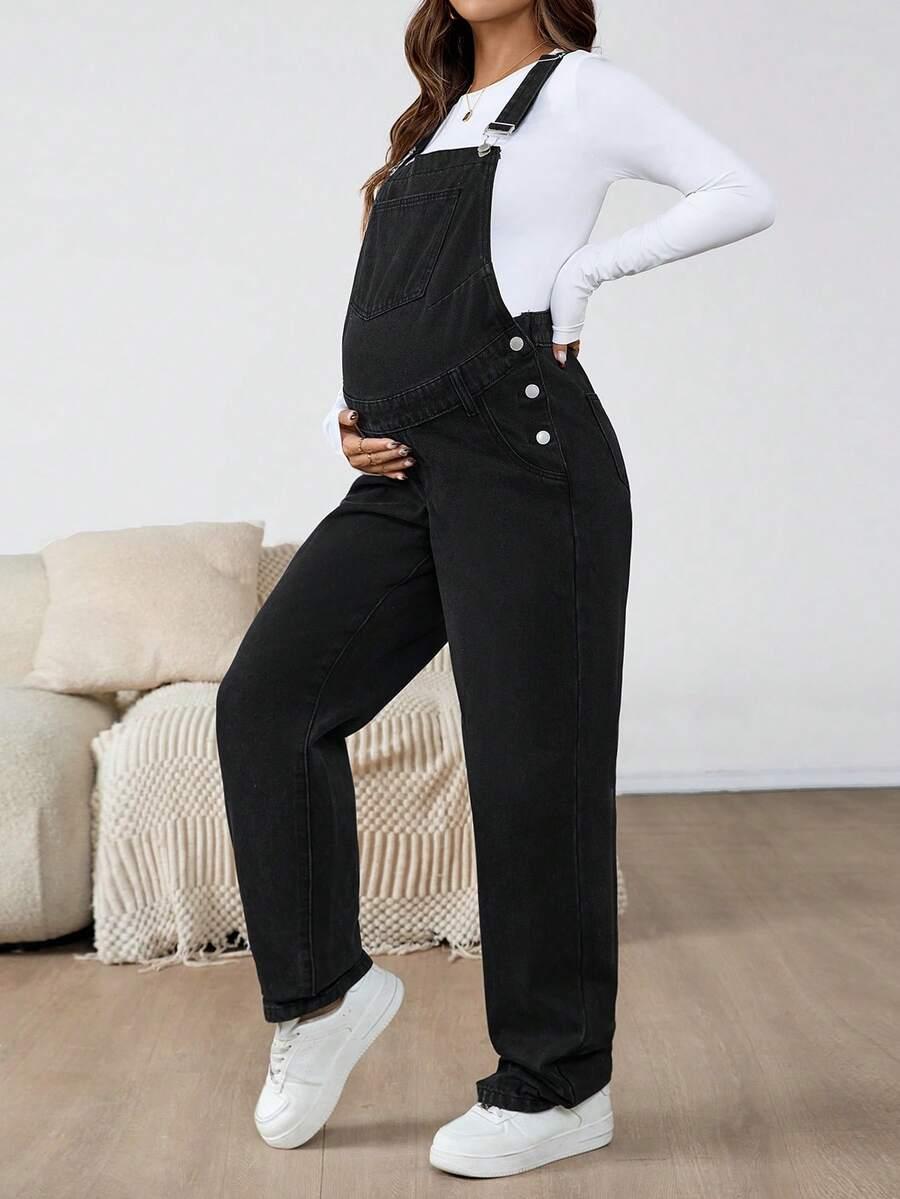 CZARNE OGRODNICZKI JEANS