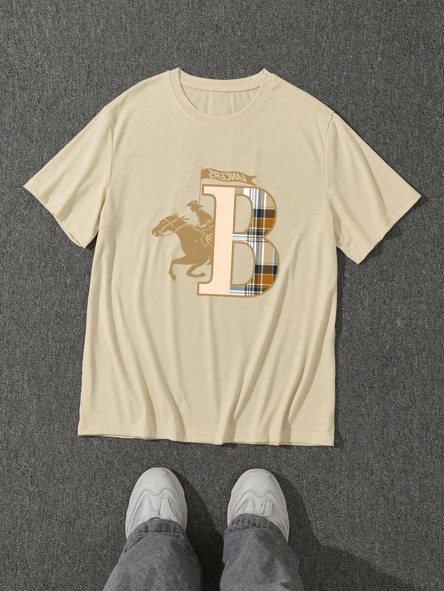t-shirt okrągły dekolt nadruk 