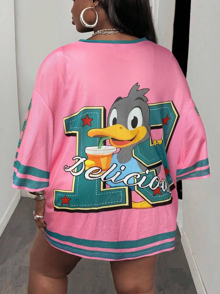 LUŹNY T-SHIRT Z NADRUKIEM