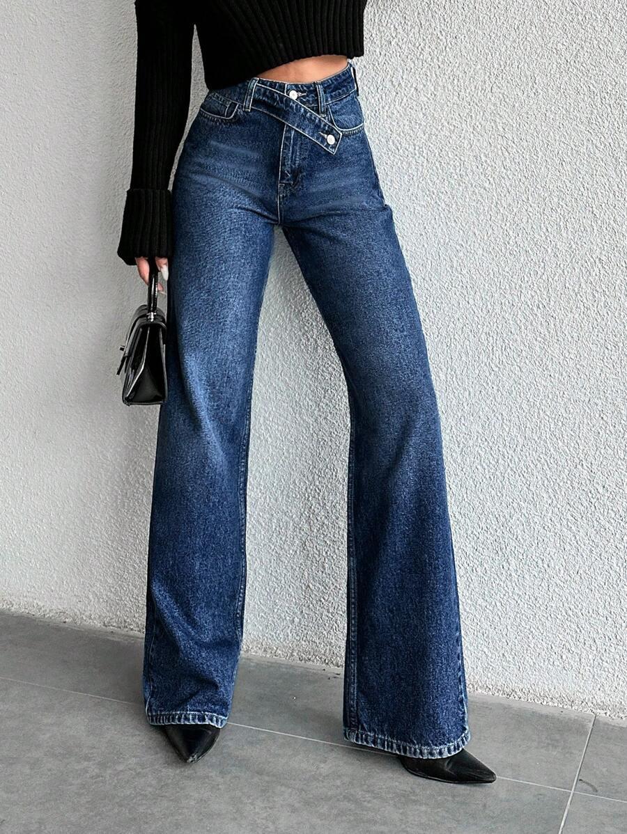 GRANATOWE SPODNIE JEANS 