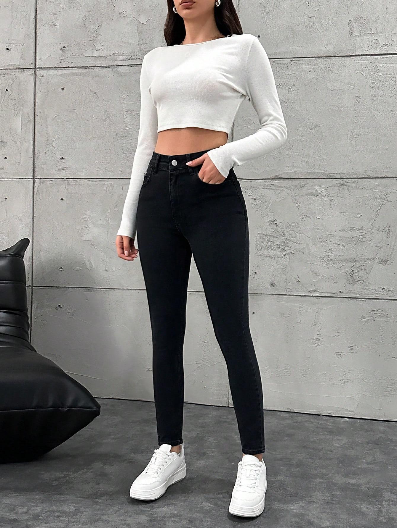 CZARNE SPODNIE JEANS 