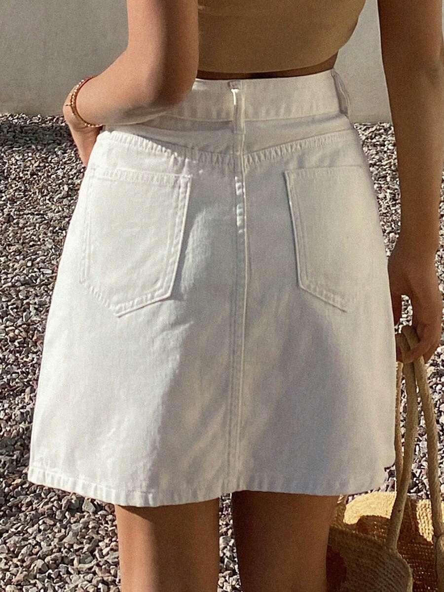 kremowa mini spódnica jeans