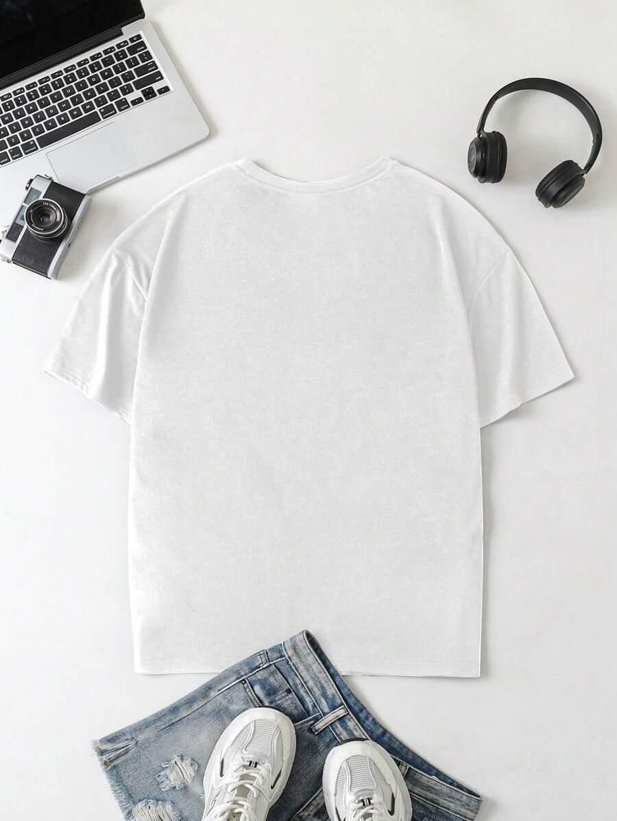 biały t-shirt nadruk