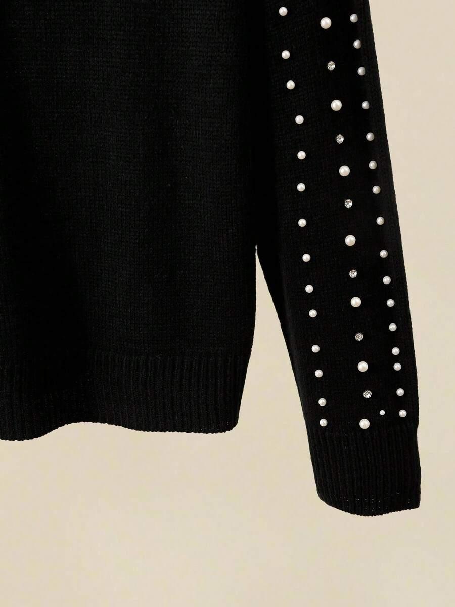 czarny sweter zdobienie 