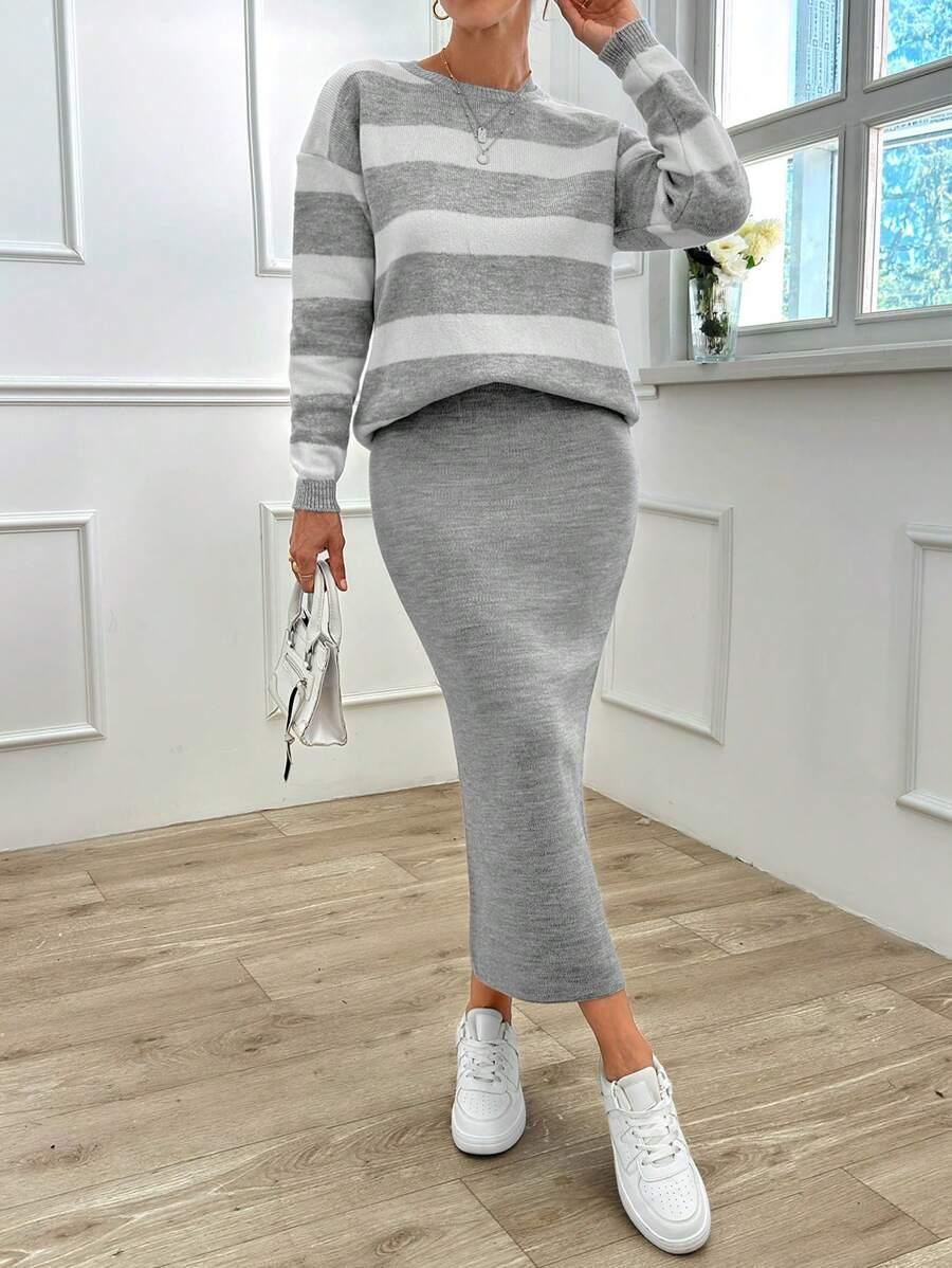 KOMPLET SWETER SPÓDNICA 
