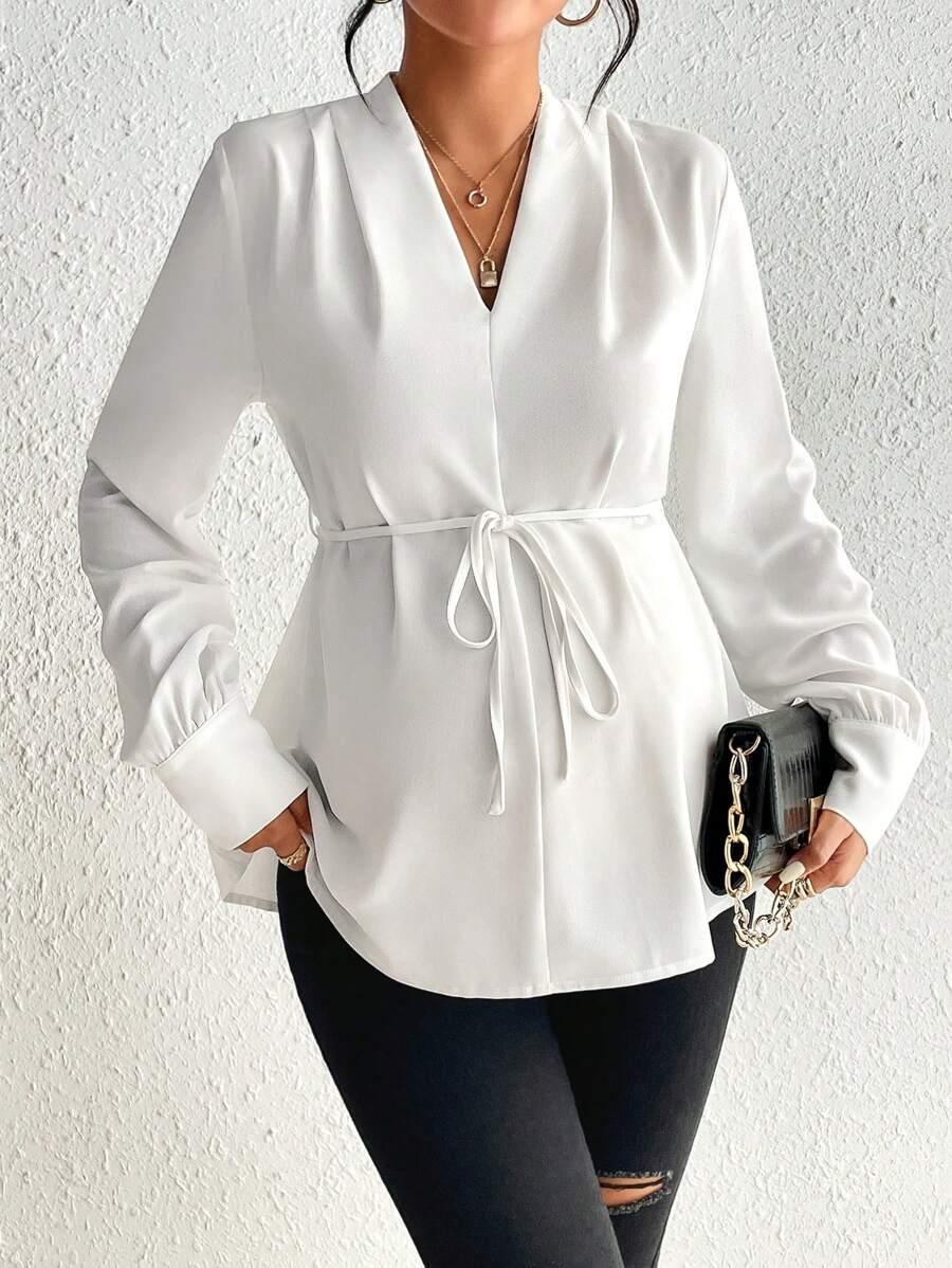 BIAŁA BLUZKA V-NECK