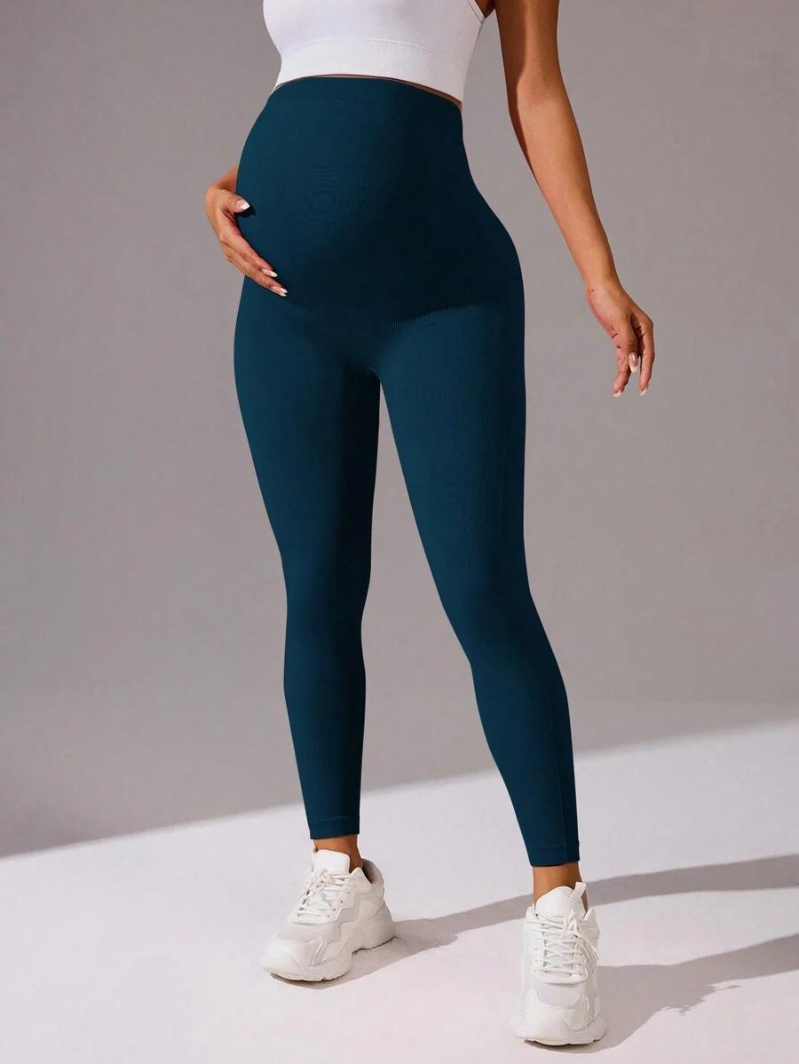 niebieskie ciążowe legginsy