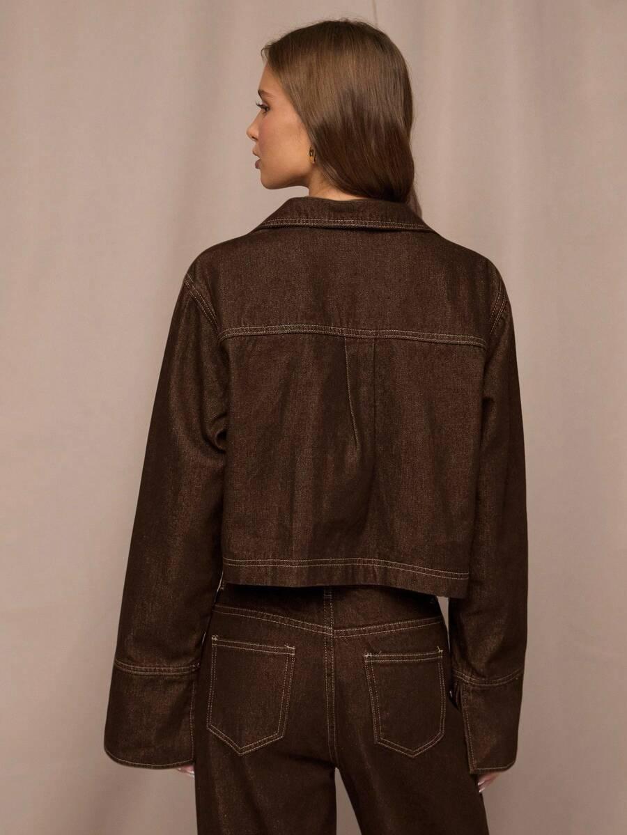 brązowa kurtka jeans