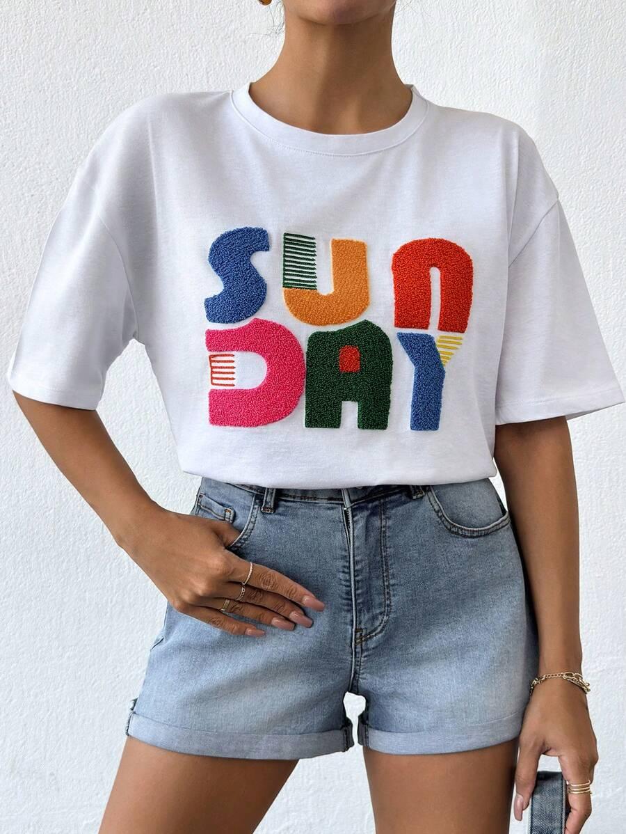 BIAŁY t-shirt okrągły dekolt
