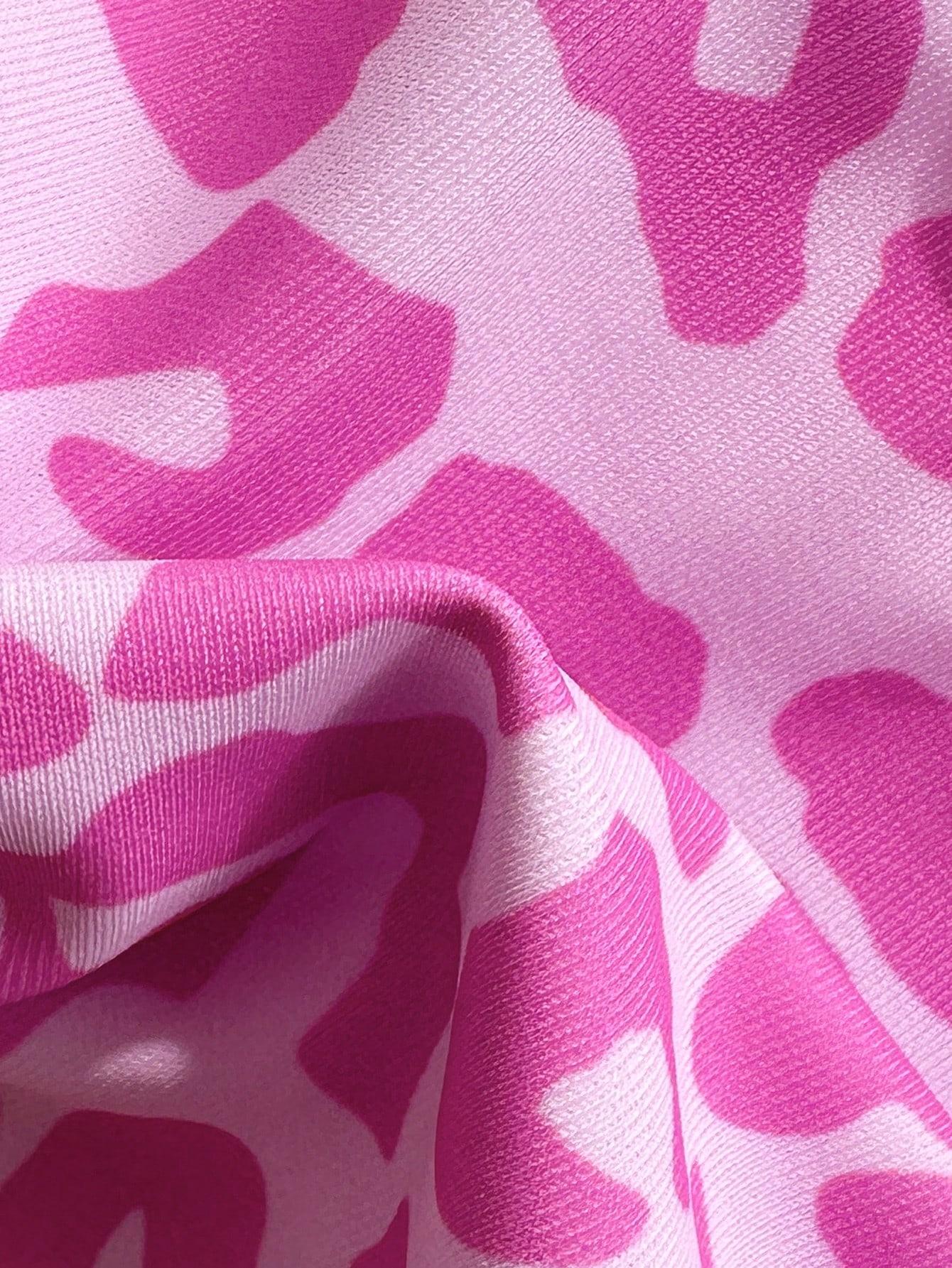RÓŻOWY DWUCZĘŚCIOWY STRÓJ KĄPIELOWY ANIMAL PRINT