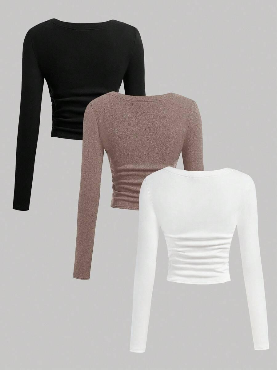 BLUZKA Z DŁUGIM RĘKAWEM 3-pack 
