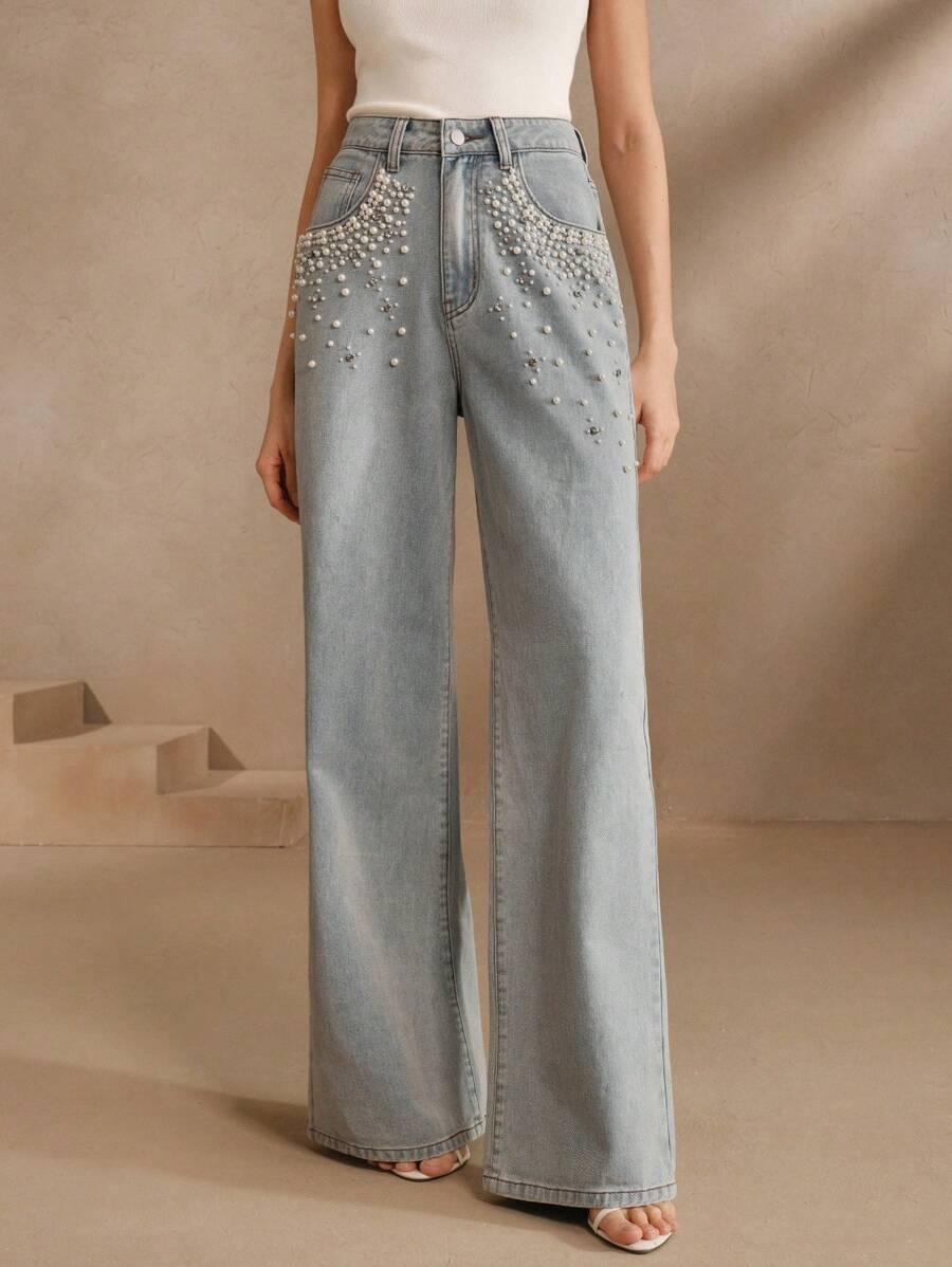 spodnie jeans zdobienia