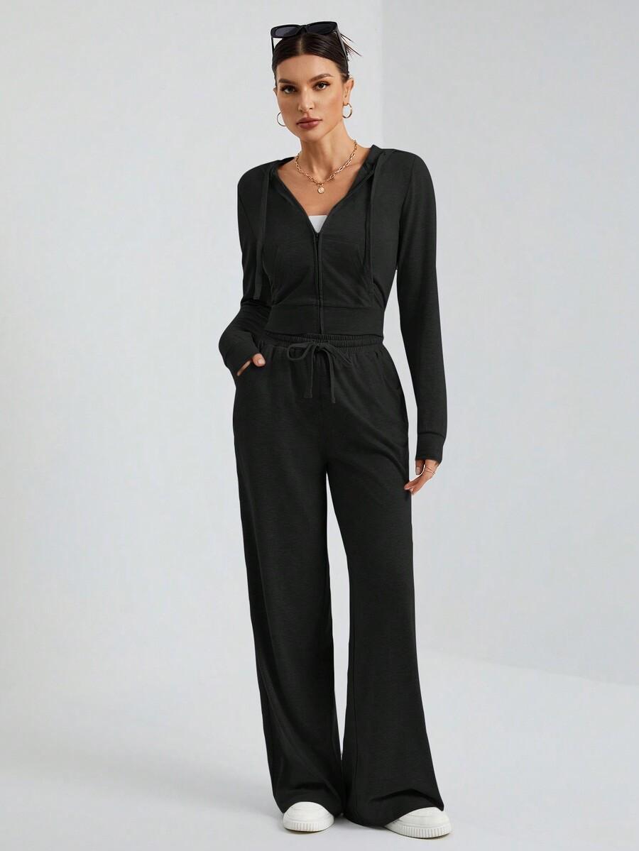 CZARNY KOMPLET BLUZA SPODNIE 