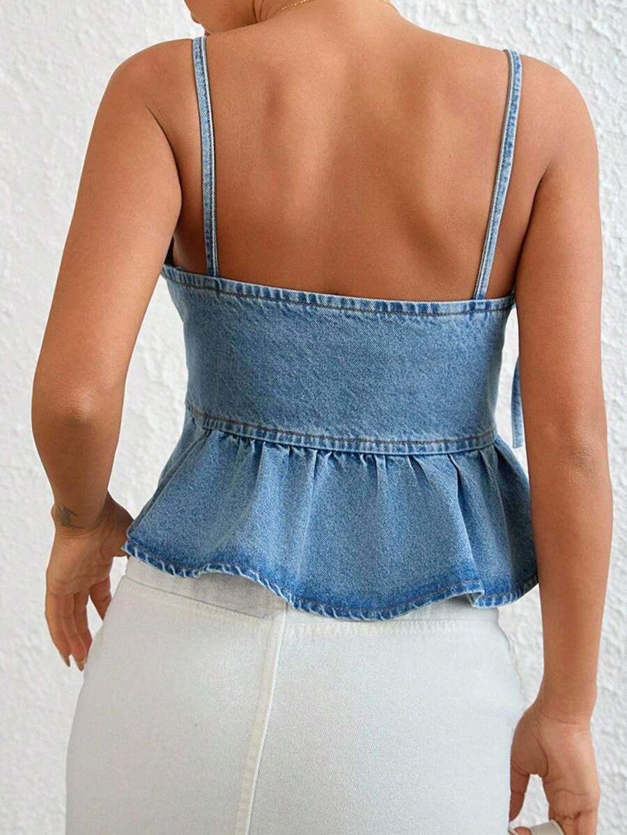 niebieski top jeans baskinka