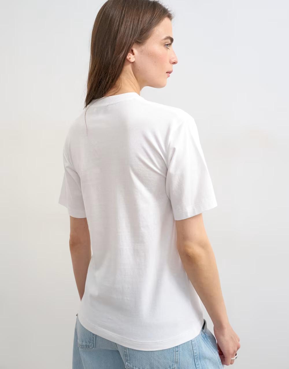 biały t-shirt krótki rękaw okrągły dekolt