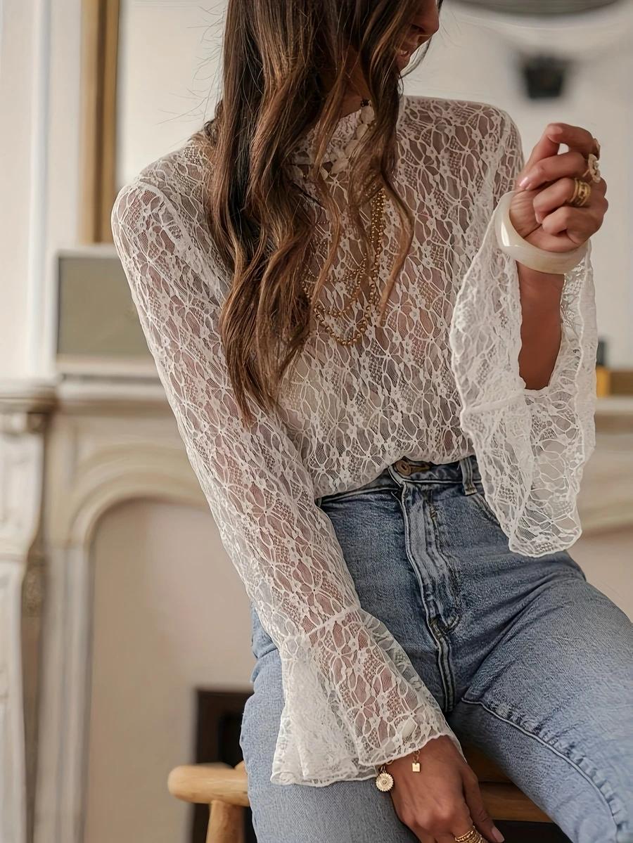 BIAŁA BLUZKA KORONKA