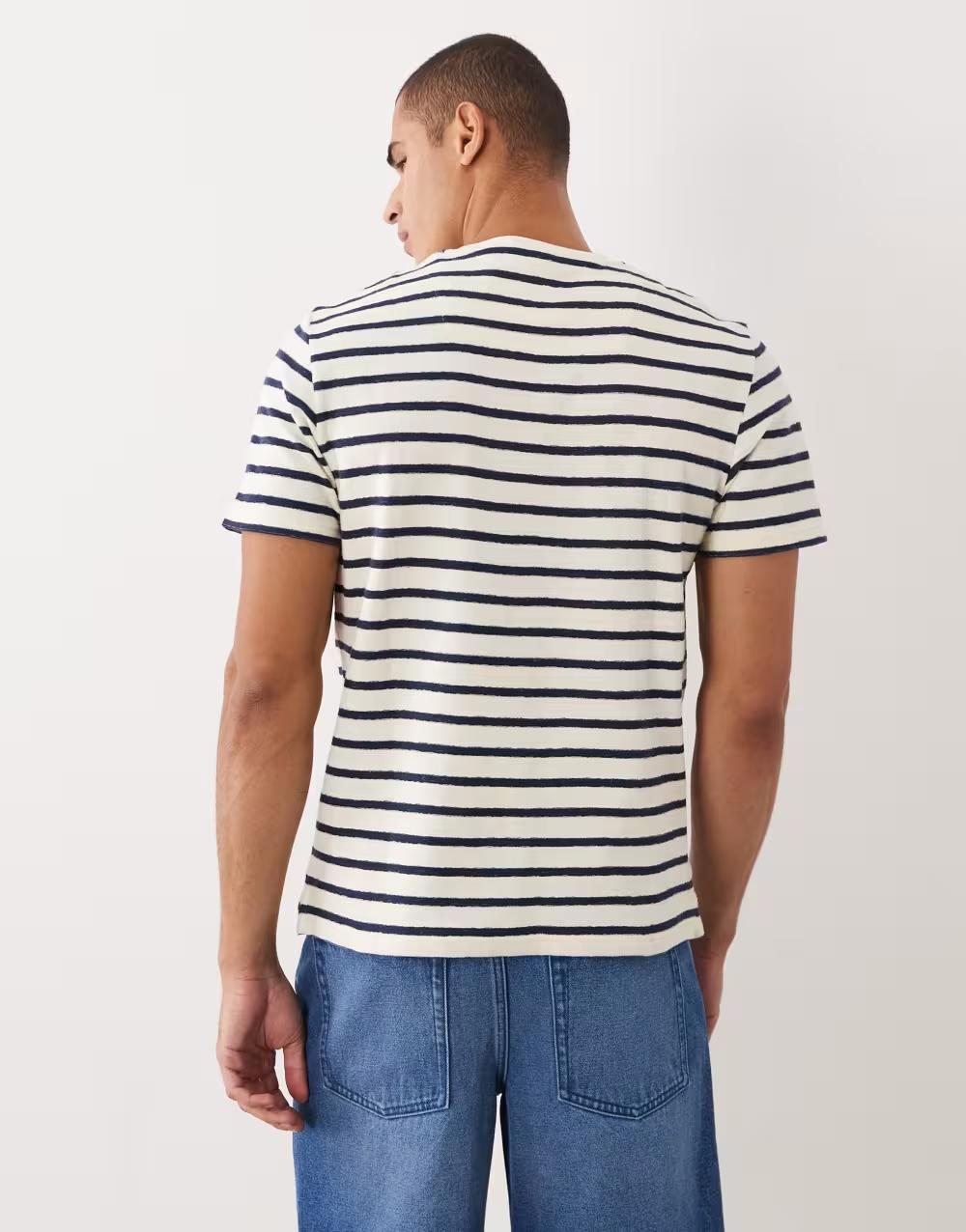 bawełniany t-shirt w paski okrągły dekolt