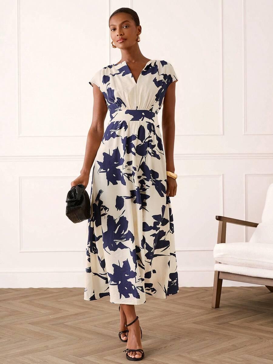 sukienka v-neck print