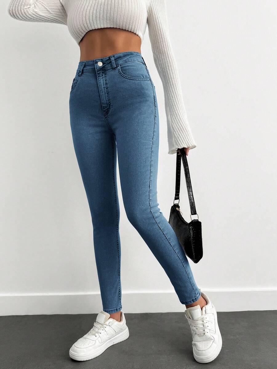 NIEBIESKIE SPODNIE JEANS WYSOKI STAN