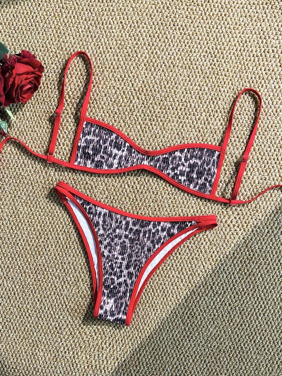 dwuczęściowy strój kąpielowy animal print 