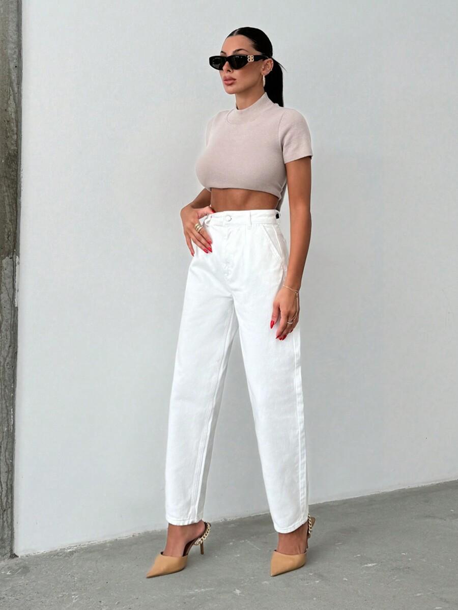 BIAŁE SPODNIE JEANS 