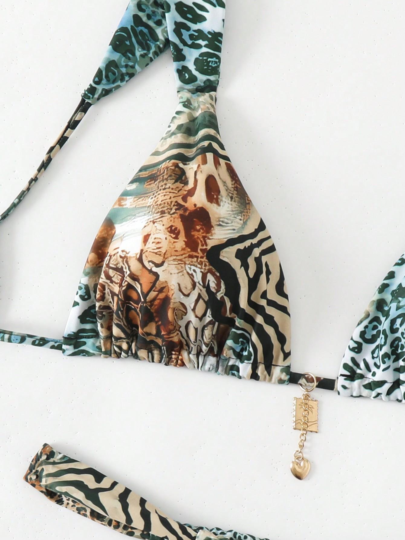 dwuczęściowy kostium kąpielowy bikini animal print