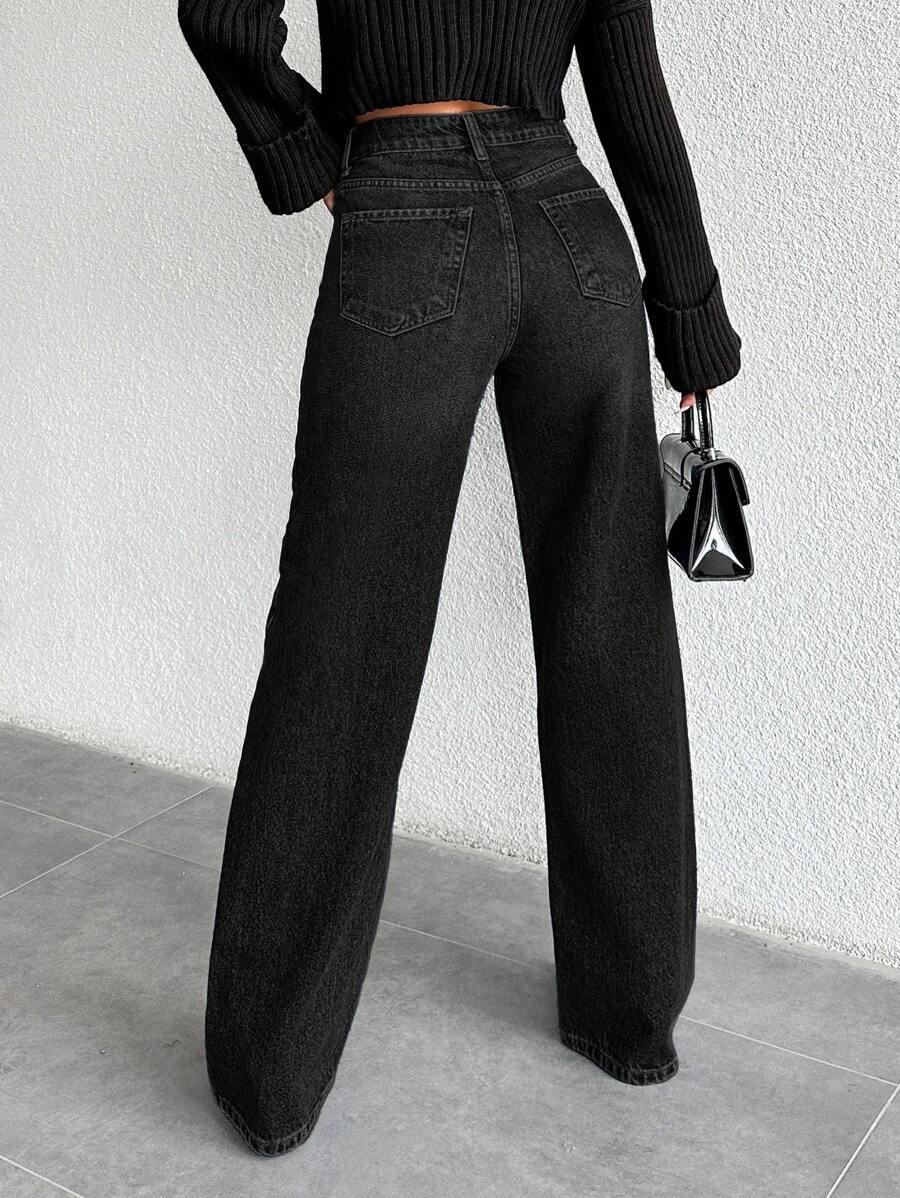 CZARNE SPODNIE JEANS 