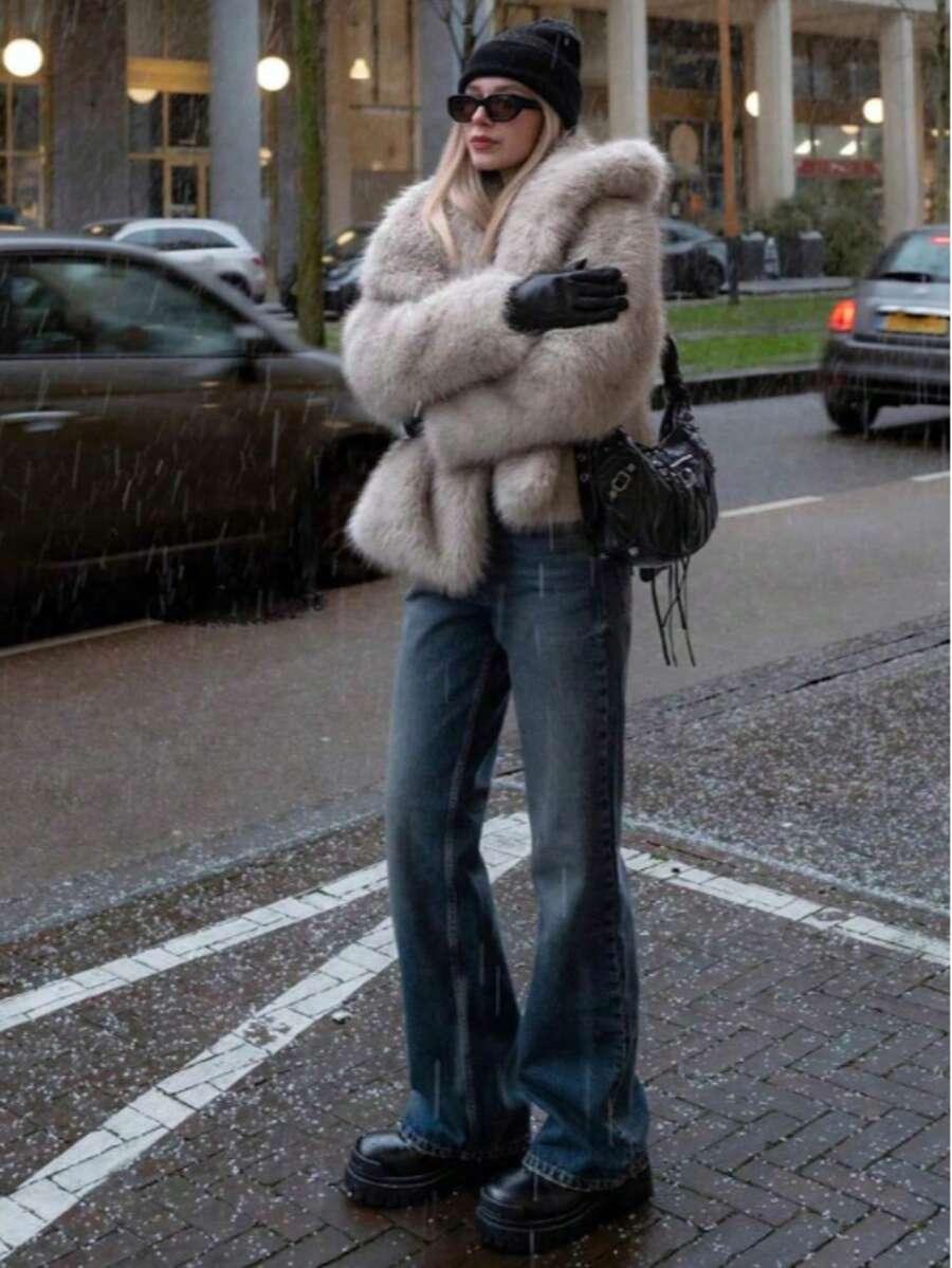 szare sztuczne futro