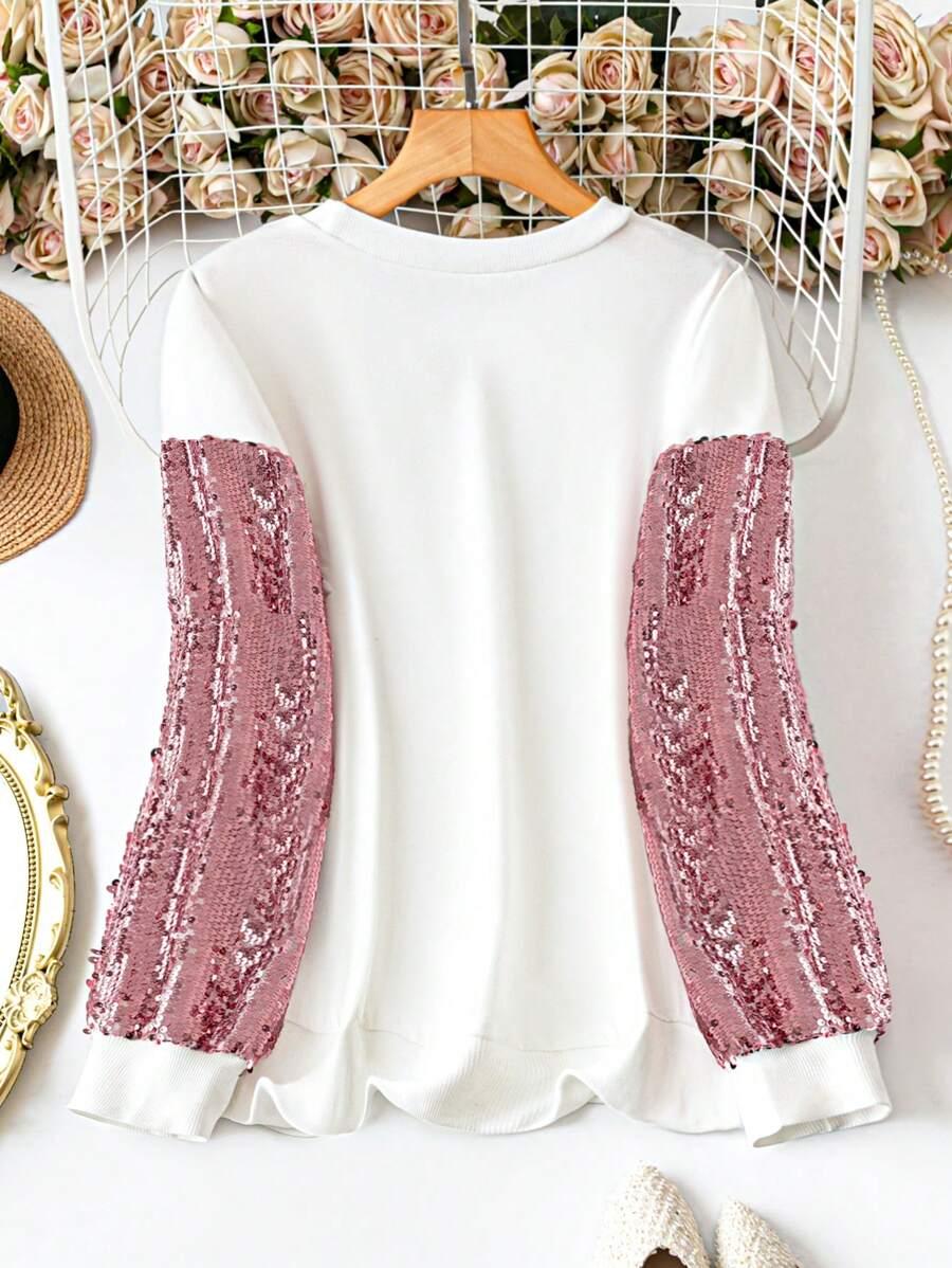 BLUZA DAMSKA Z CEKINOWYMI RĘKAWAMI
