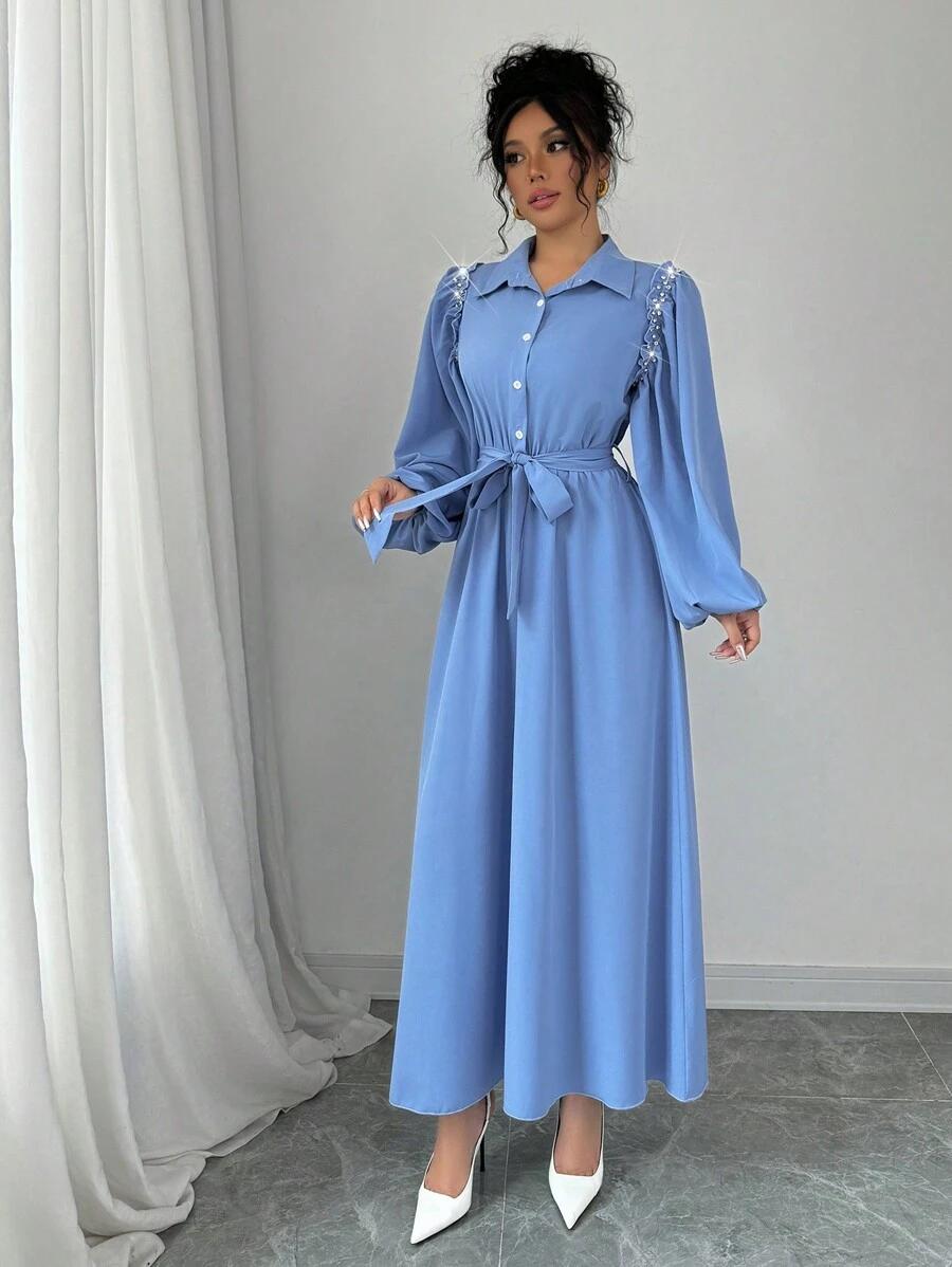niebieska maxi sukienka