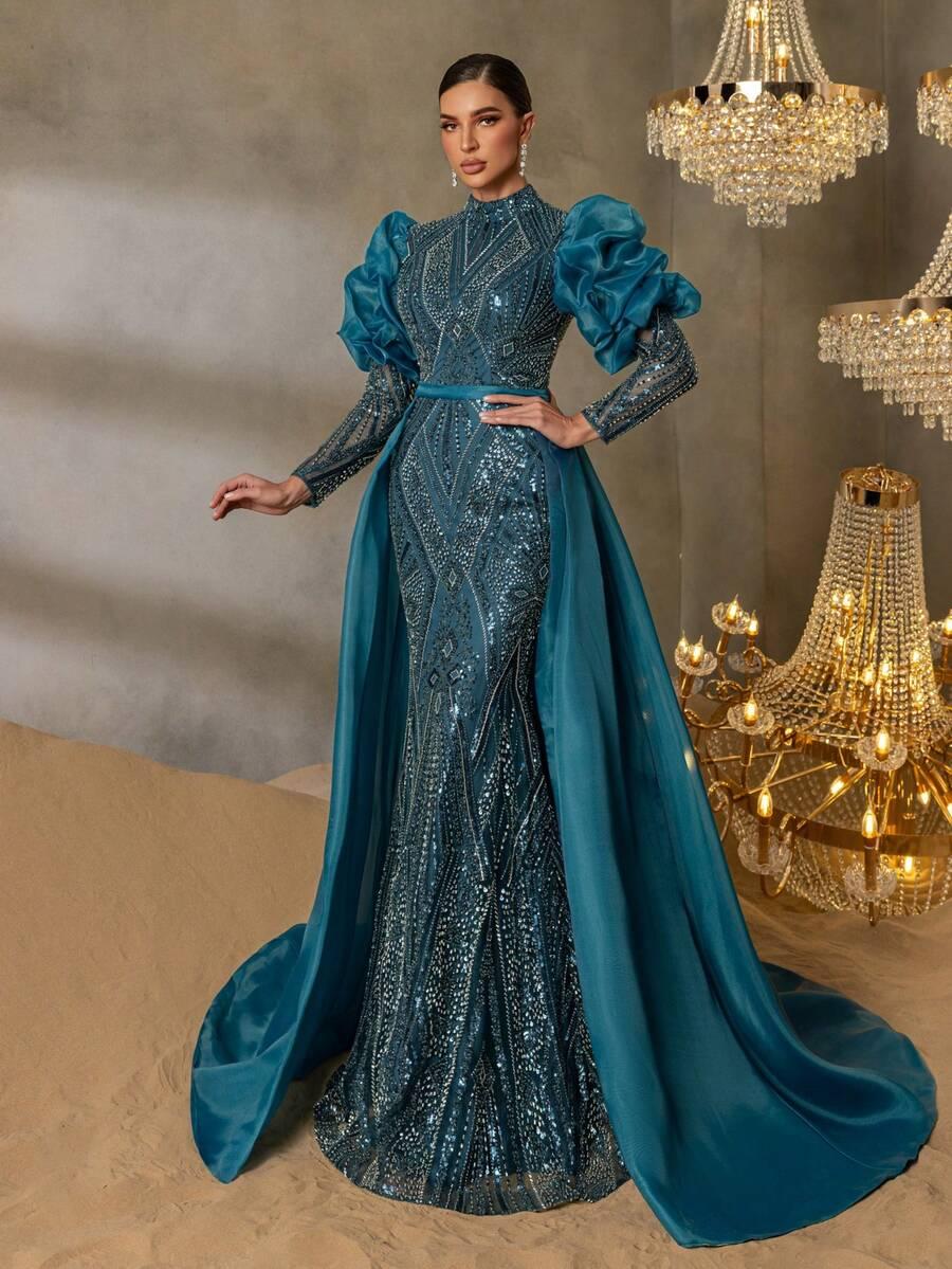 NIEBIESKA MAXI SUKIENKA