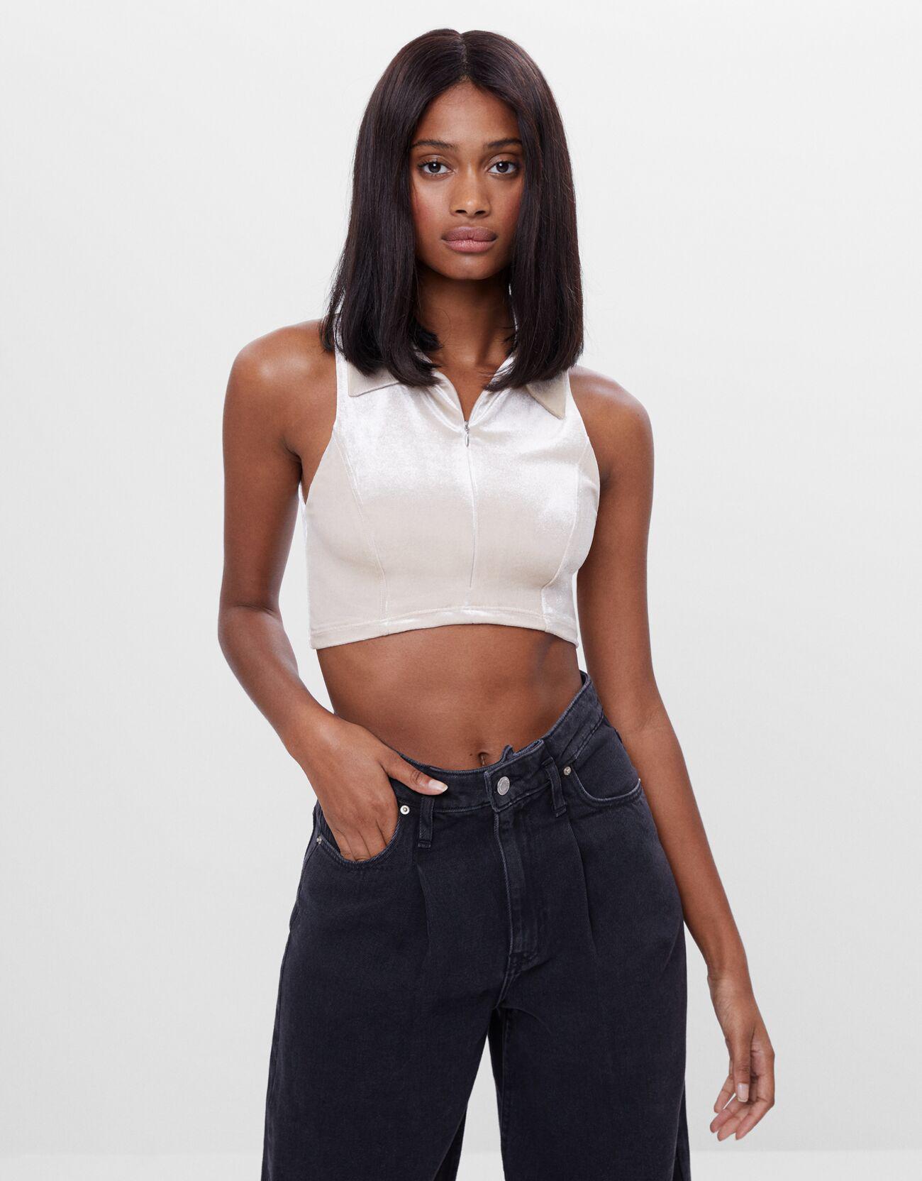 WELUROWY CROP TOP ZIP