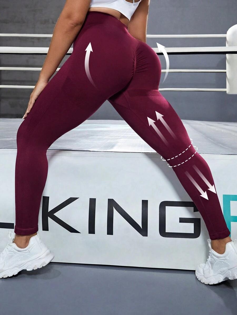 bordowe LEGGINSY WYSOKI STAN