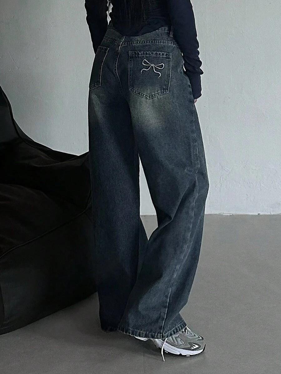 NIEBIESKIE SPODNIE JEANS PROSTA NOGAWKA